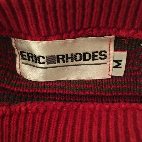 Eric Rhodes Mens Pullover Red Crewneck Sweater Vintage Size Medium USA - Picture 4 of 5